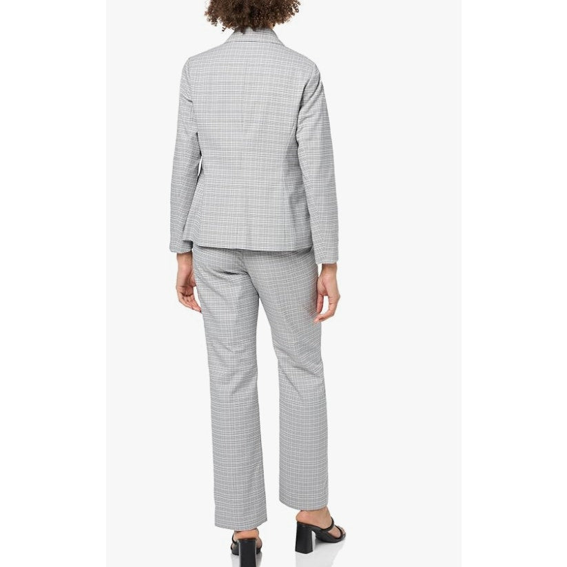 LE SUIT Women's Single Button Suit Jacket Size 12 Grey Black Plaid Blazer NWT