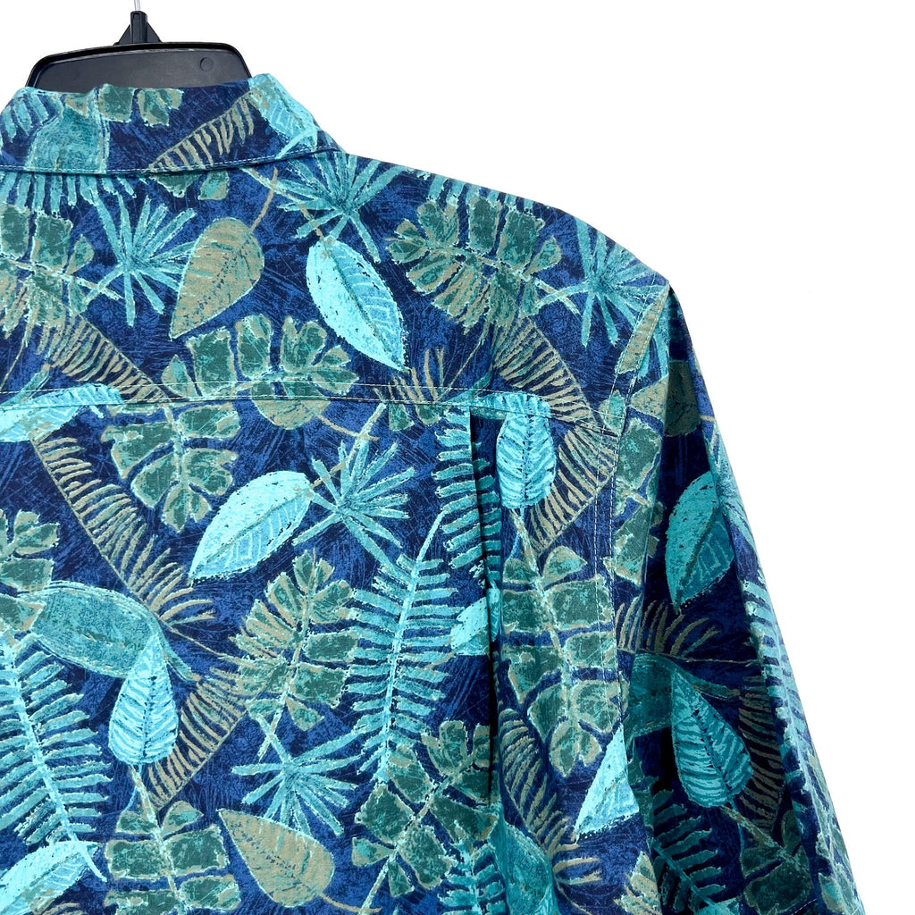 L.L BEAN Mens Tropics Print Short-Sleeve Casual Shirt Small Carbon Navy Blue NWT