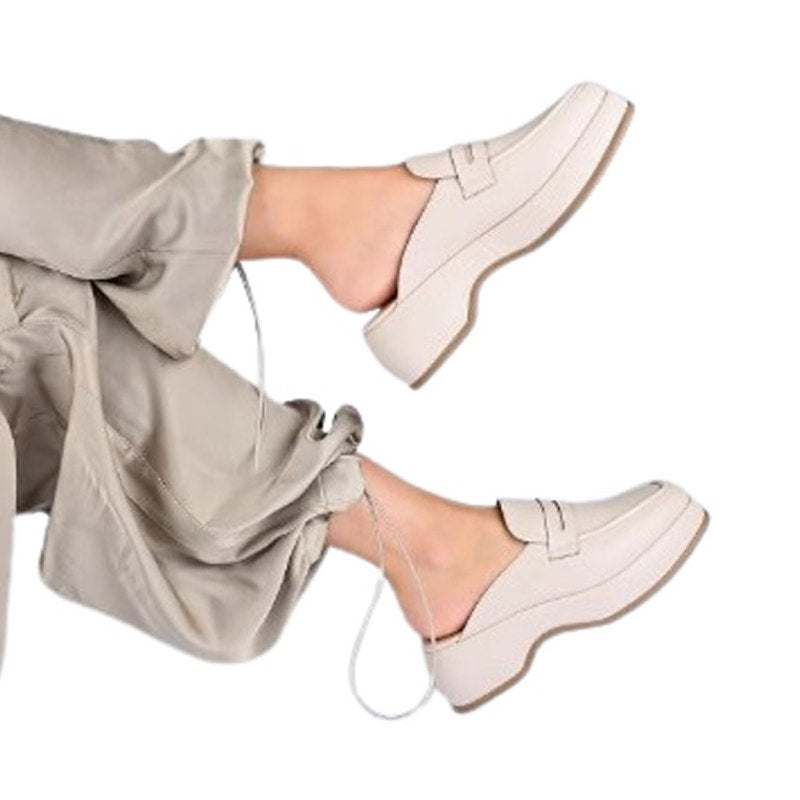 JOURNEE COLLECTION Women's Antonina Platform Loafer Mule Size 6.5 Cream Bone NIB