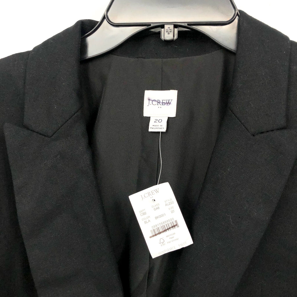 J.Crew Womens One-Button Holland Blazer Size 20 Black Linen-blend AL222 NWT