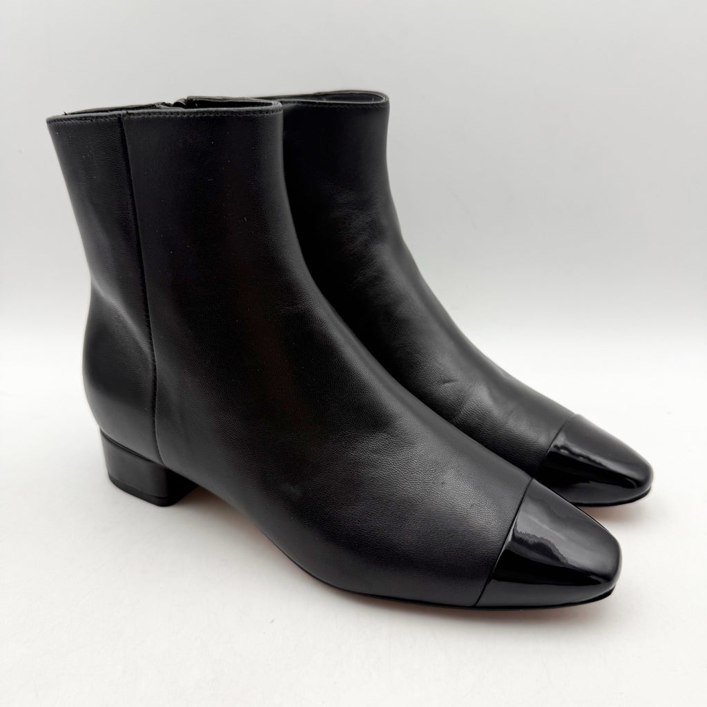Veronica Beard Womens Cecile Ankle Booties Size 5 M Black Leather Cap Toe NIB
