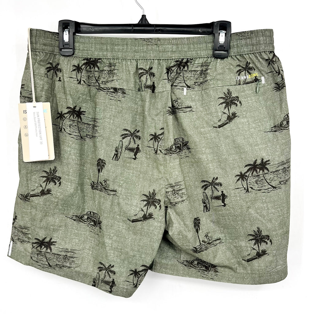 TOMMY BAHAMA Men’s Island Zone Hybrid Board Shorts Large Army Green 6-Inch NWT