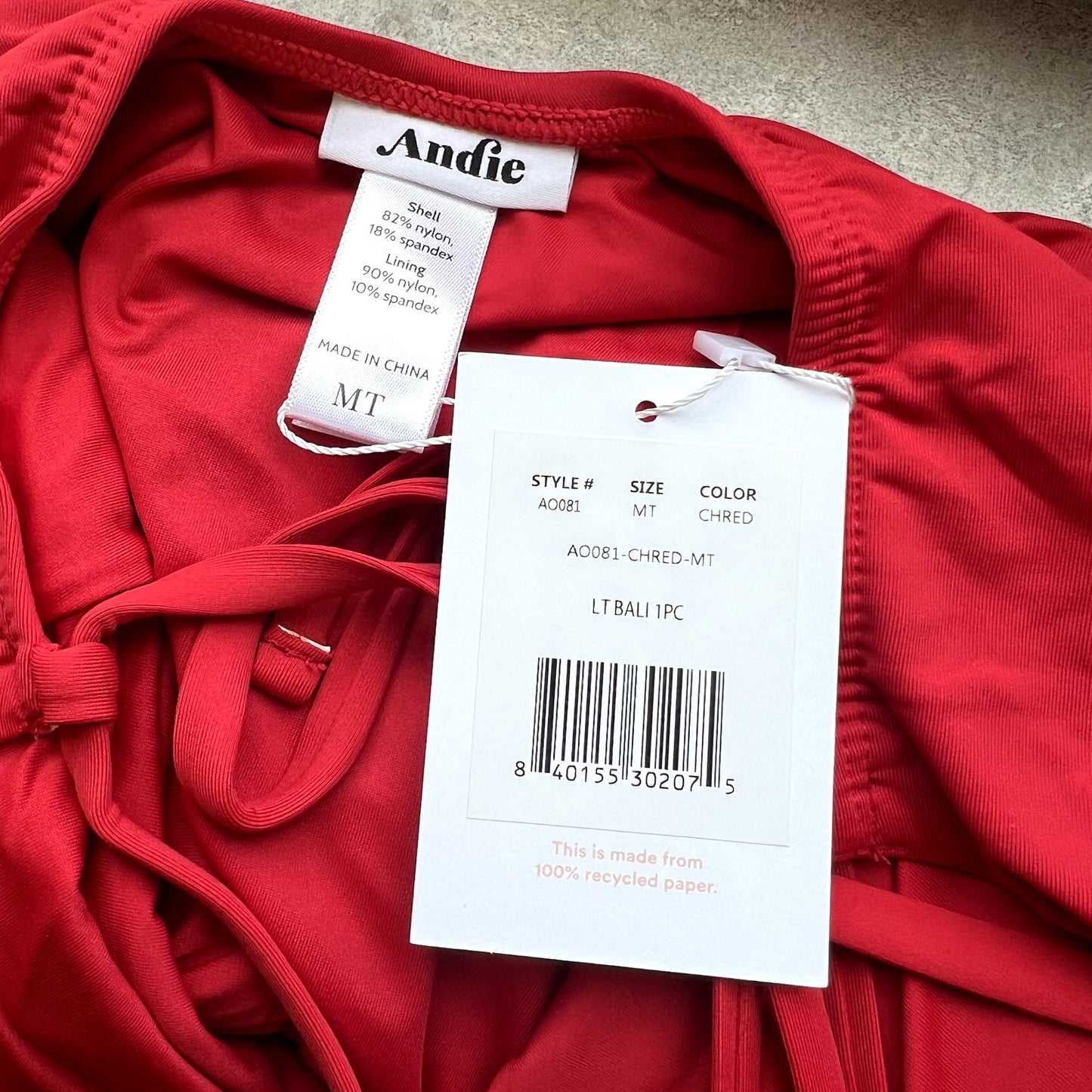 Andie Swim Womens The Bali One Piece Swimsuit Medium Tall Red Plunge