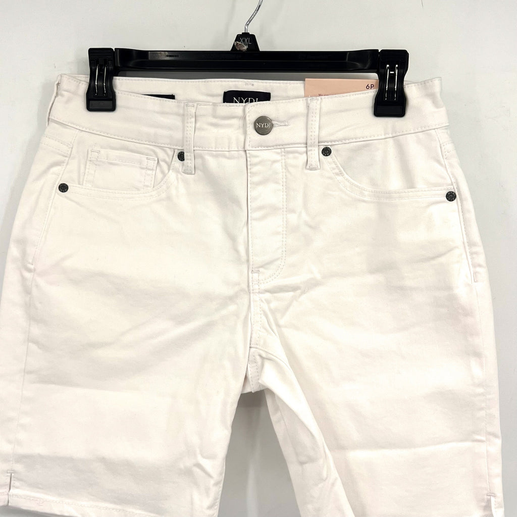 NYDJ Womens Ella Denim Shorts Size 8 PETITE Optic White 8" Inseam NWT