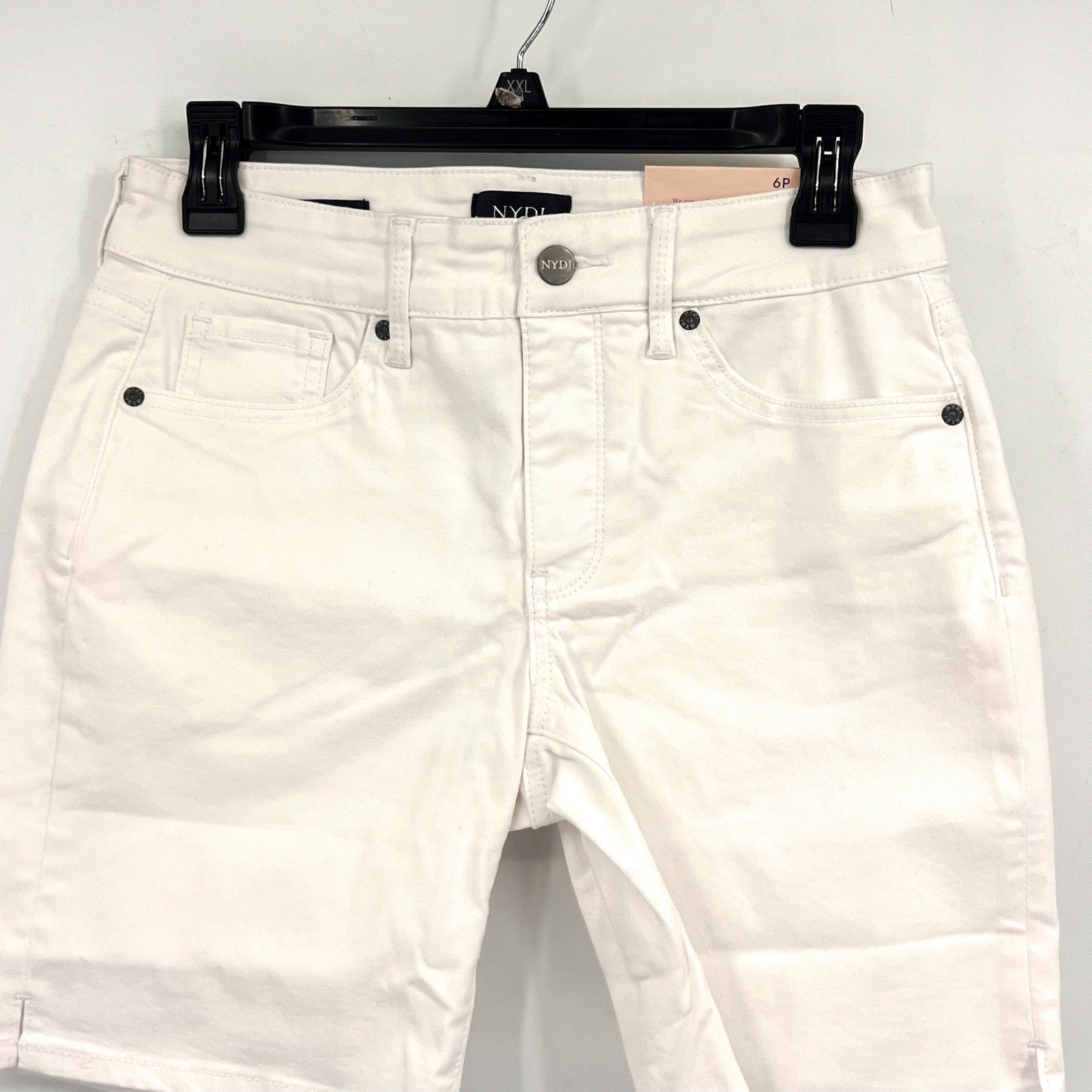 NYDJ Womens Ella Denim Shorts Size 8 PETITE Optic White 8" Inseam NWT