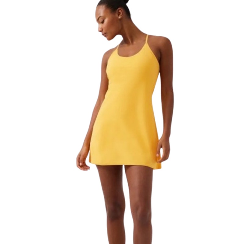 OUTDOOR VOICES Women's The Exercise Dress 3XL Mango Yellow Built In Shorts NWT