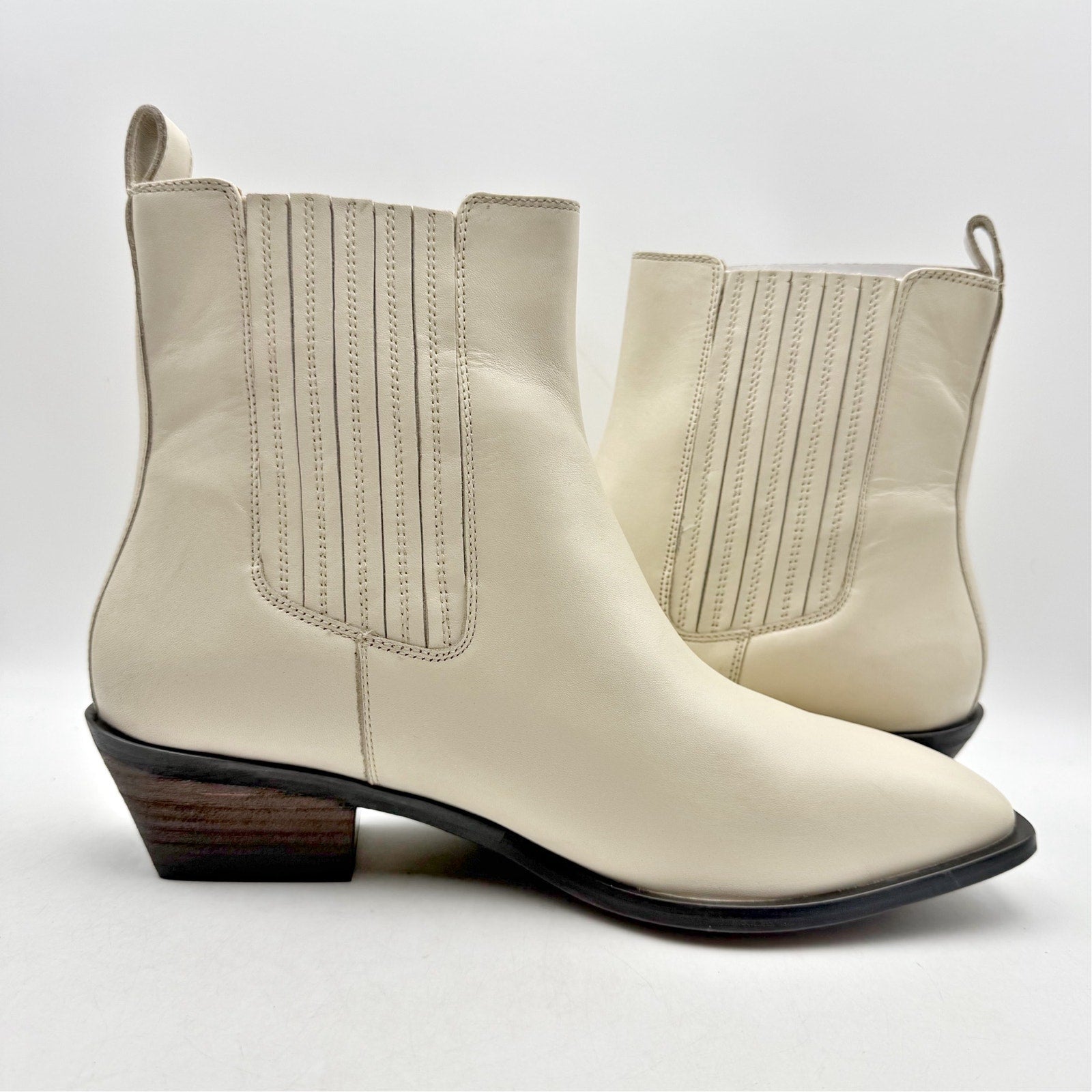 Seychelles Womens Hold Me Down Chelsea Ankle Boots Size 11 Cream Leather NWOB