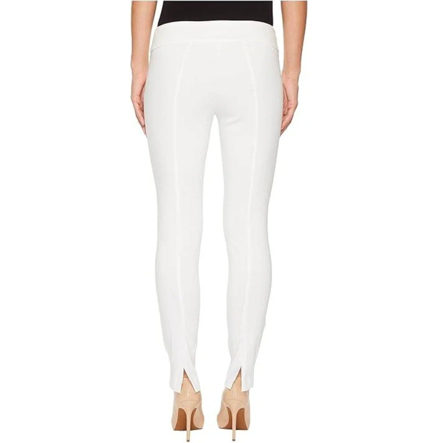 ELLIOTT LAUREN Women's Classic Pull-On Ankle Pants Size 10 White Back Slit NWOT