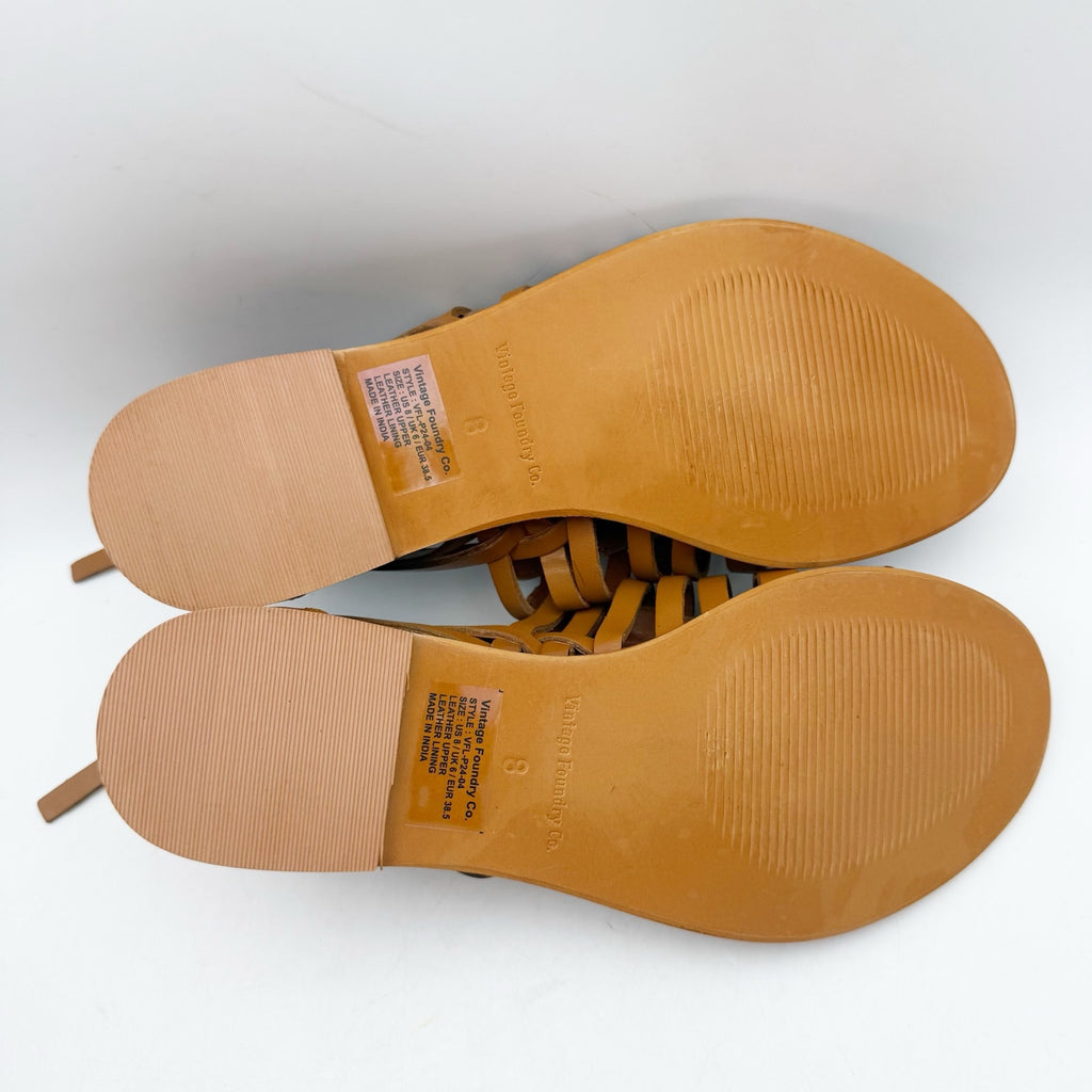 Vintage Foundry Co. Womens Keira Sandals US 8 EU 38.5 Camel Brown Leather NWOB