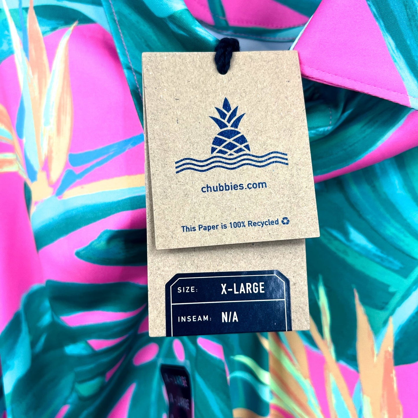 CHUBBIES Mens Performance Polo XL Pink Green Birds of Paradise Short Sleeve NWT