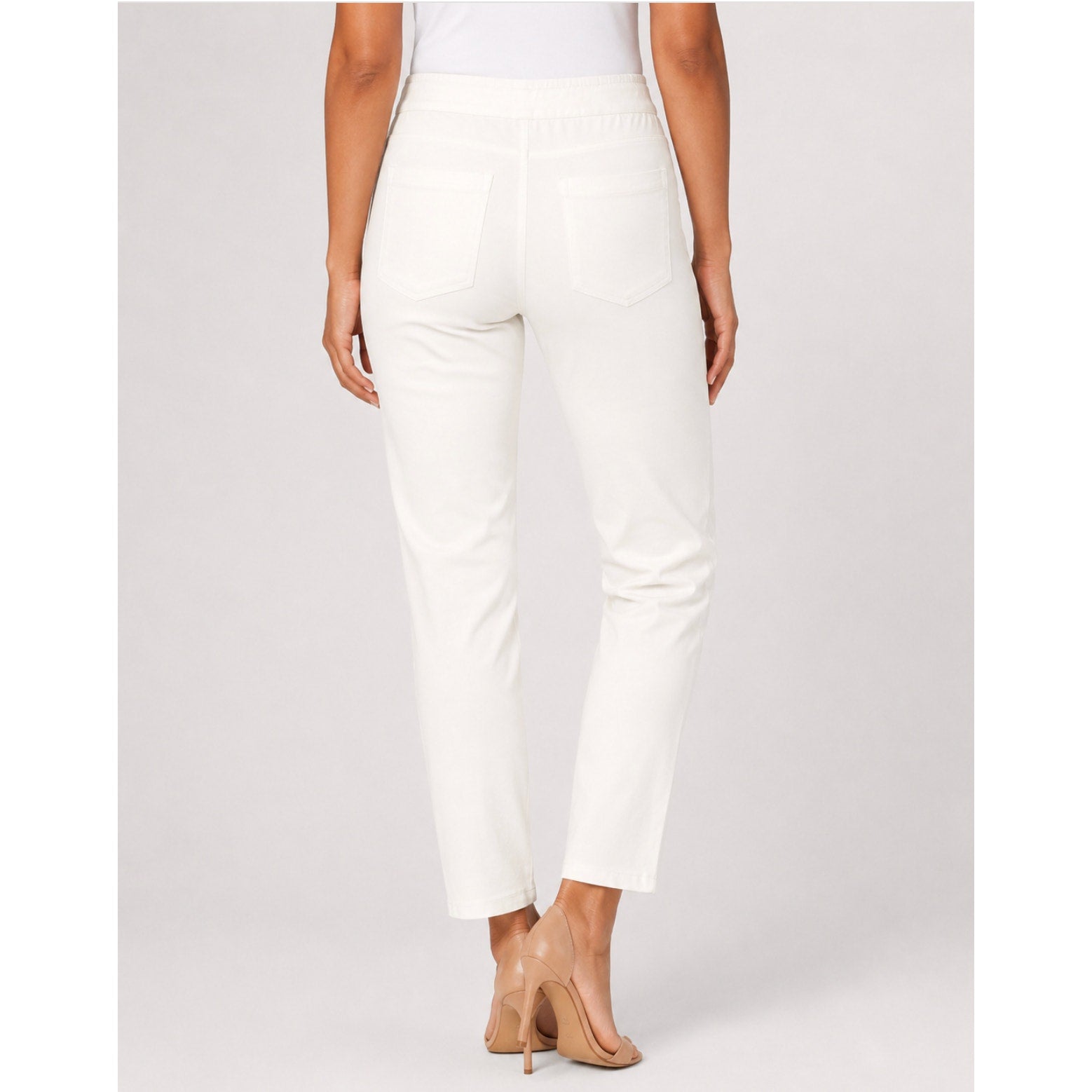 H BY HALSTON Womens Ultra Knit Pull-On Ankle Pants Size 2 White Slim Leg NWOT