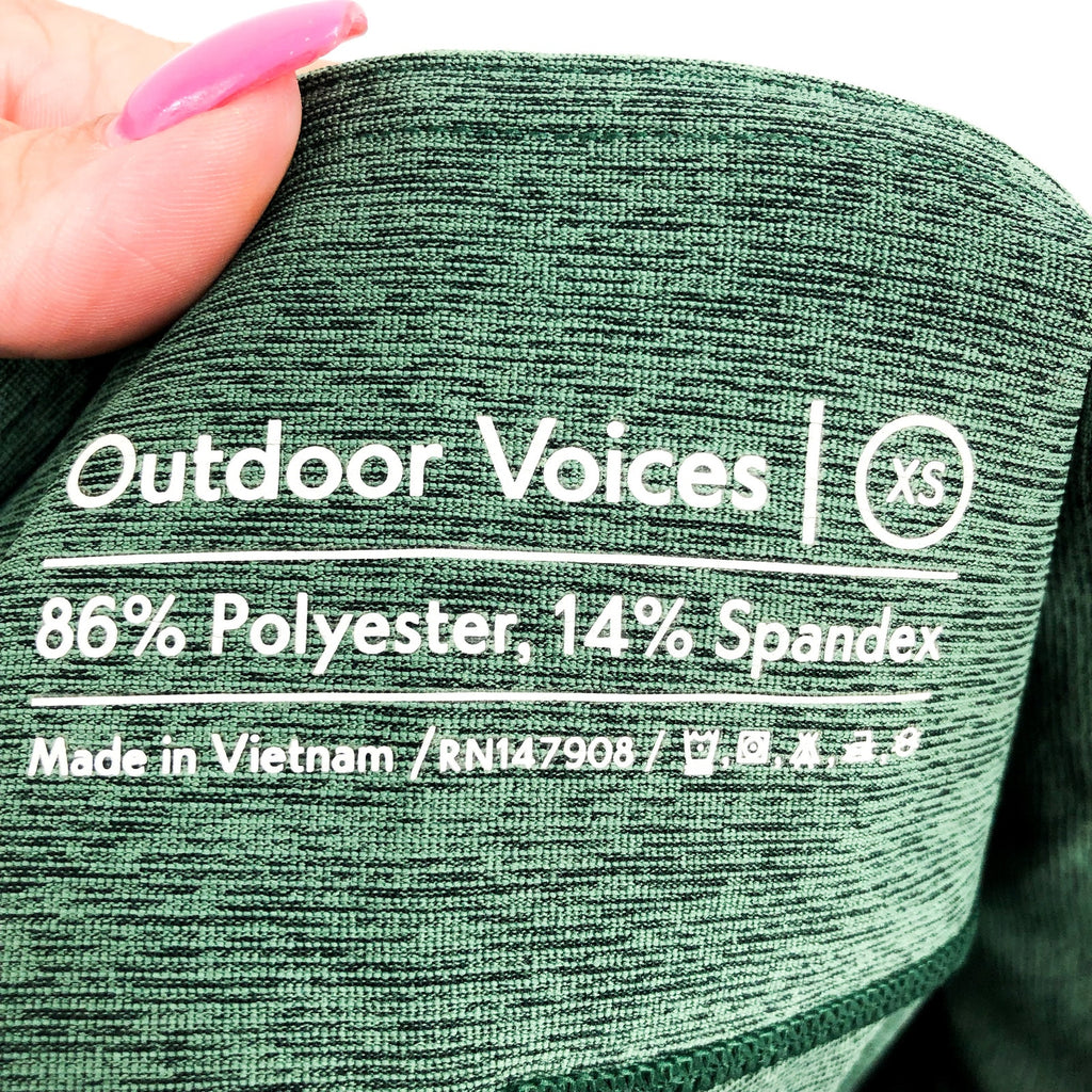 OUTDOOR VOICES Women's Double Time Biker Shorts XS Green 10" Inseam NWT