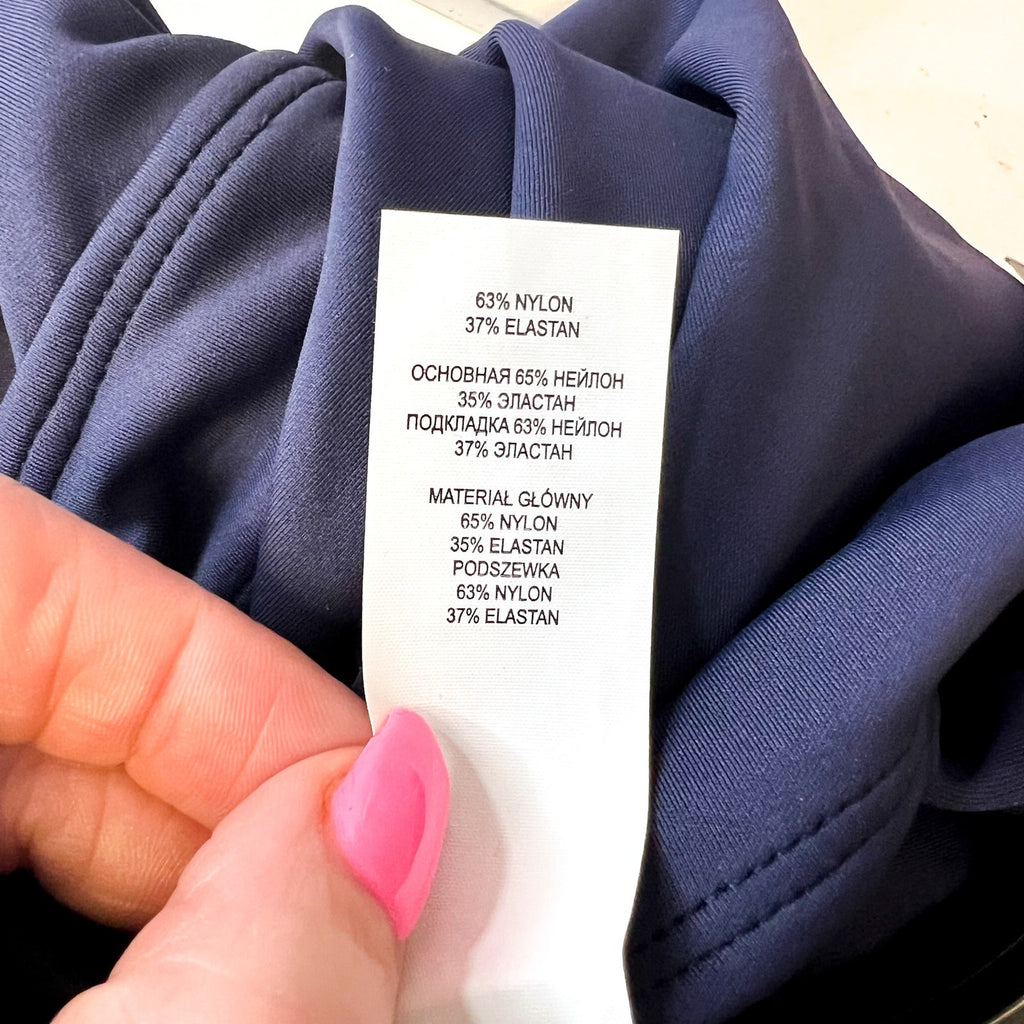 Lauren Ralph Lauren Sculpting One-Piece Swimsuit Size 4 Navy Blue V-Neck NWT