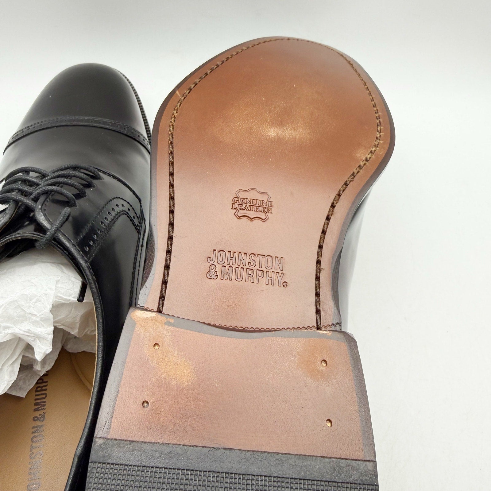 Johnston & Murphy Mens Bradford Oxford Shoes US 13 EEE Black Patent Leather NWOB