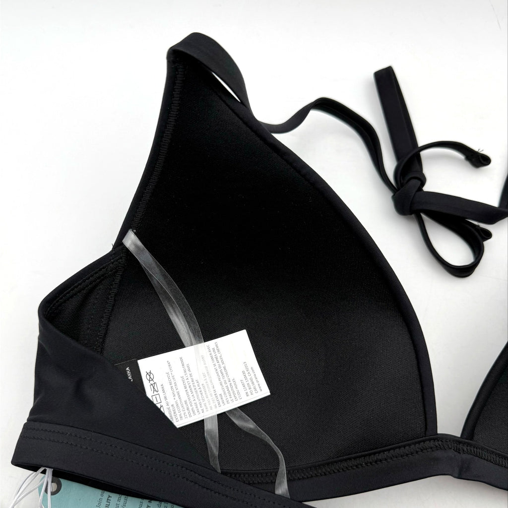 PRANA Women's Lexie Halter Bikini Top Medium Black Stretch UPF 50+ NWT