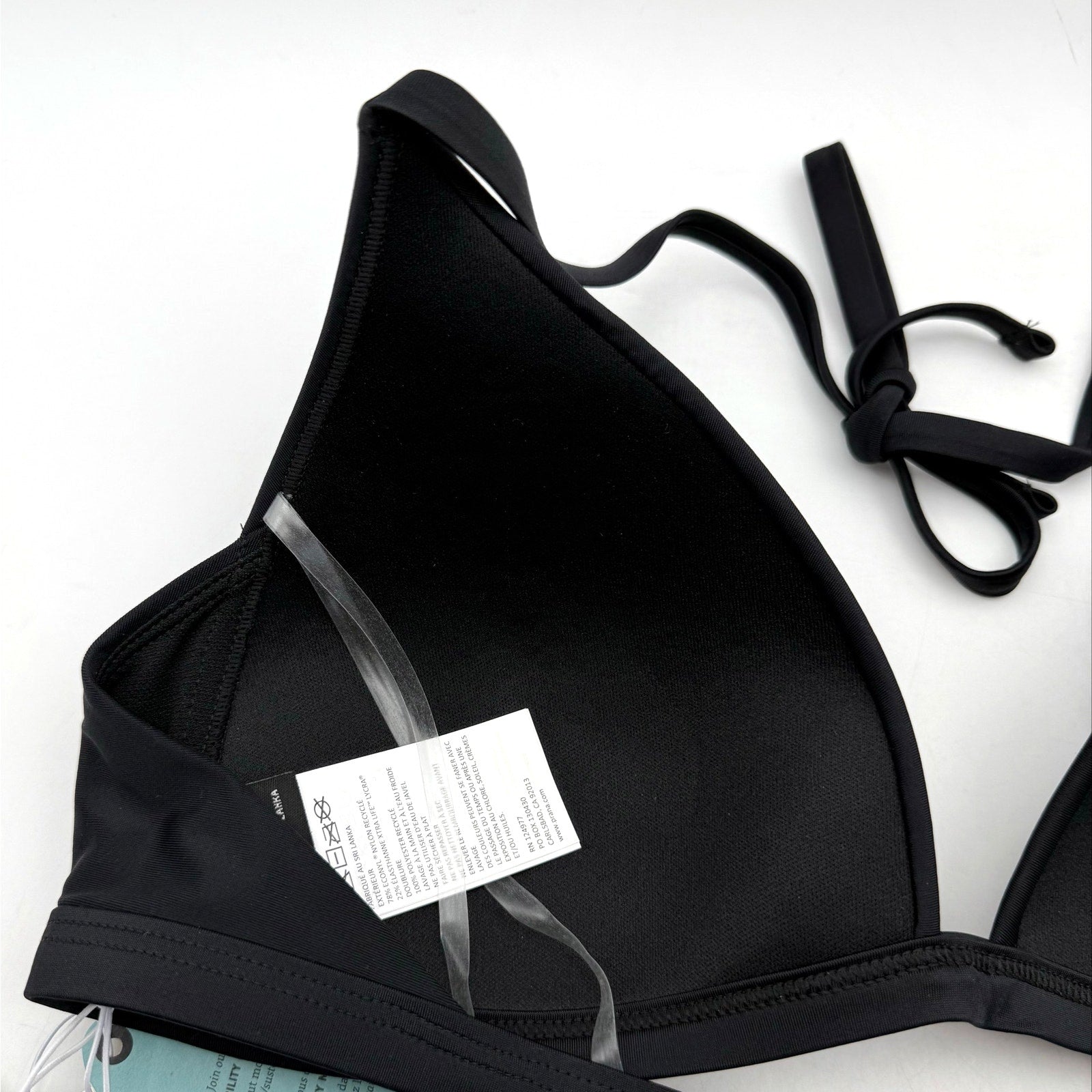 PRANA Women's Lexie Halter Bikini Top Medium Black Stretch UPF 50+ NWT