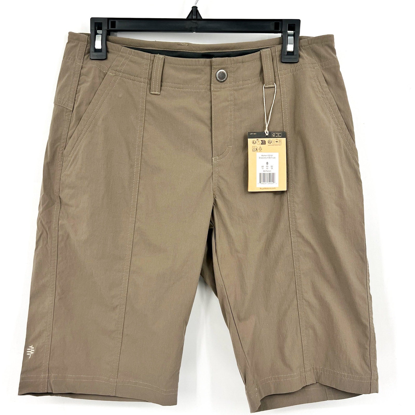 ROYAL ROBBINS Women's Discovery Bermuda Shorts Size 8 Falcon Brown NWT