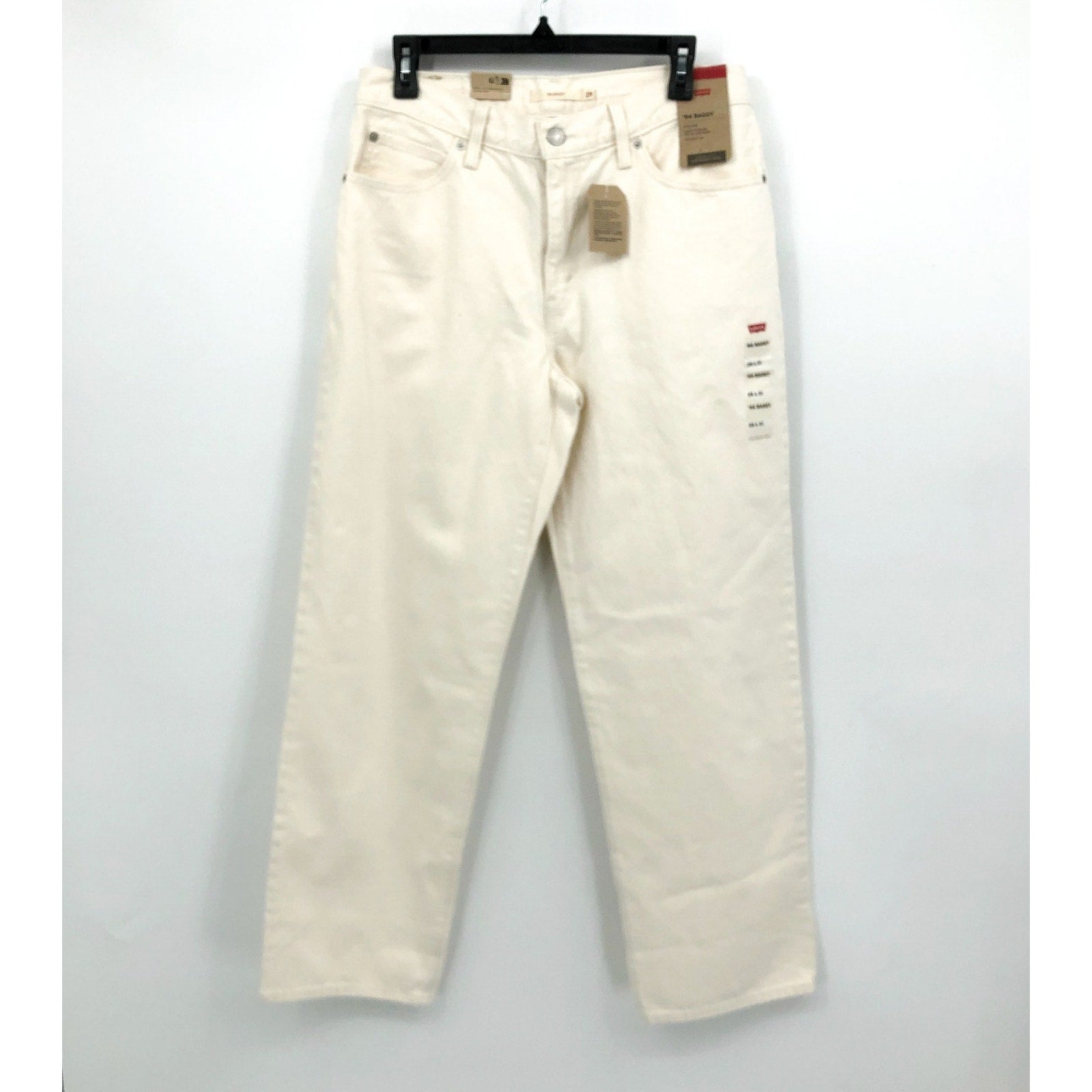 LEVI'S Womens 94 Baggy Jeans 29x31 US 8 Cream Straight Mid Rise NWT A35100025