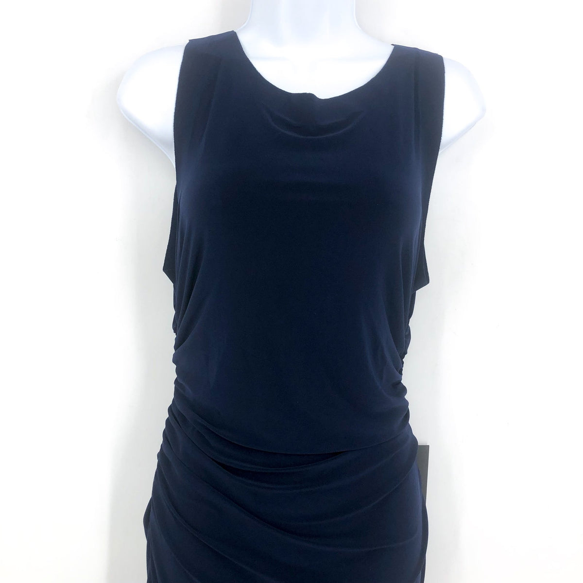 NORMA KAMALI Women's Sleeveless Shirred Waist Gown Large/40 Blue True Navy NWT