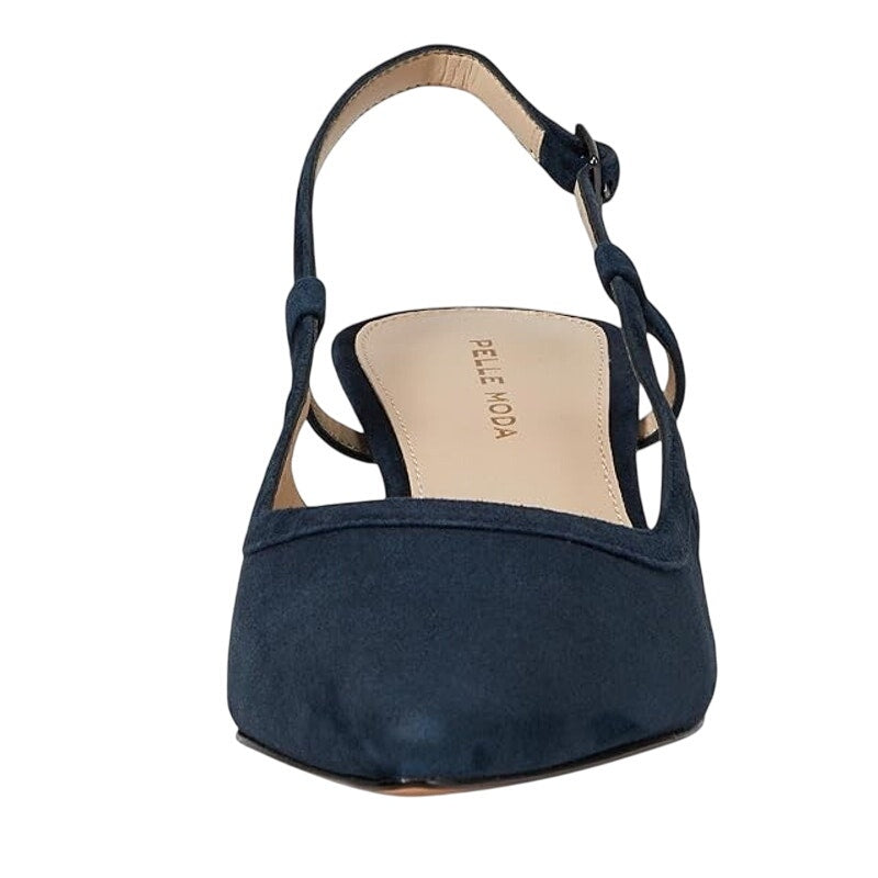Pelle Moda Womens Deena Kitten Heels US 9 M EU 40 Navy Suede Slingback NIB