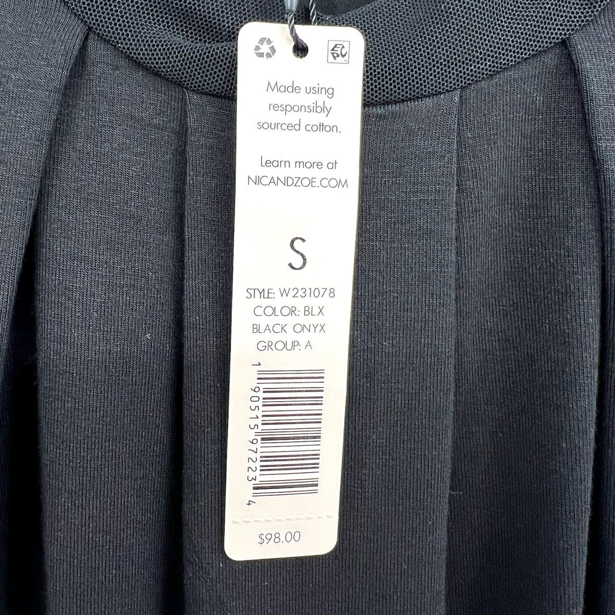 NIC+ZOE Women's Date Night Drape Tank Top Small Black Sleeveless NWT