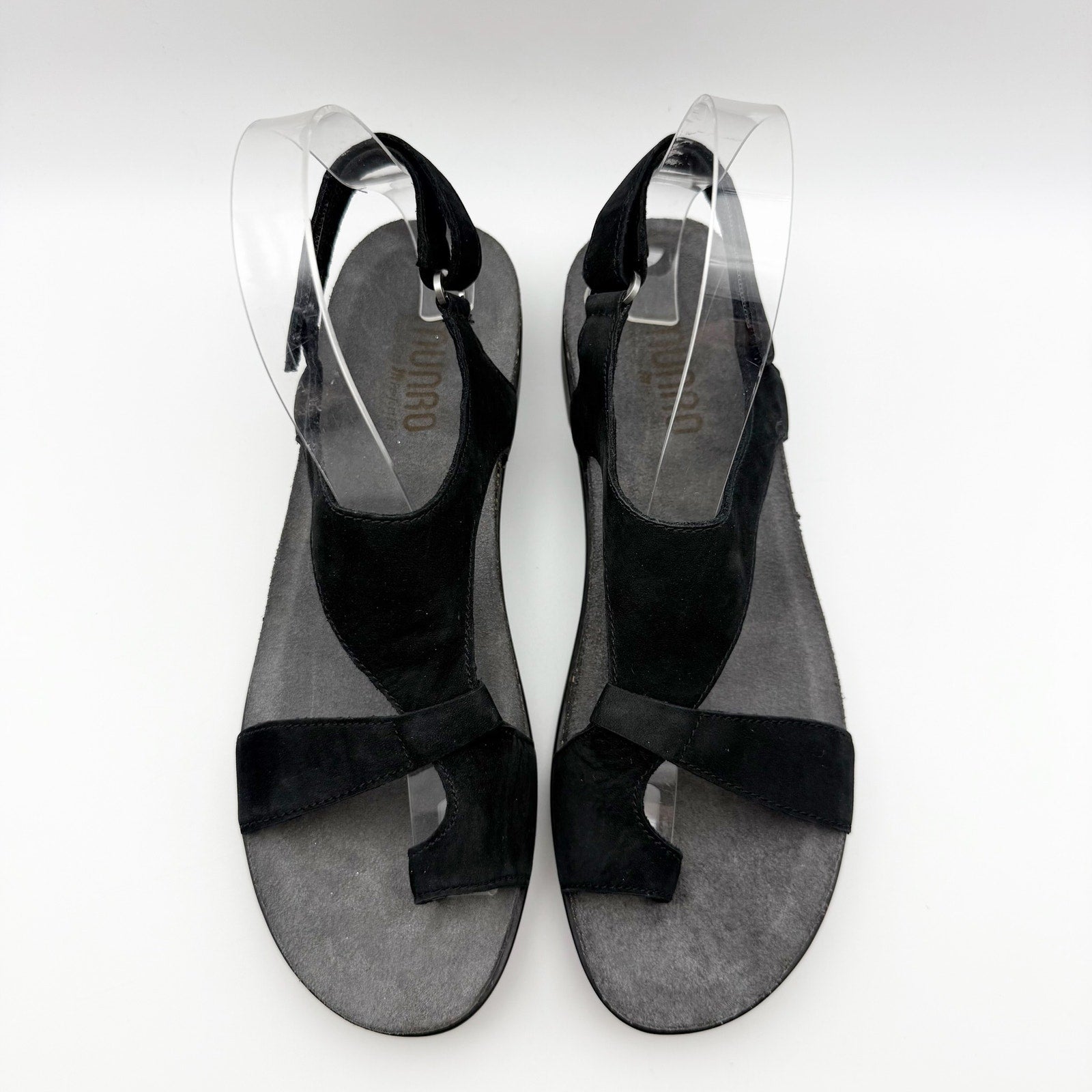 Munro Womens Meghan Asymmetric Slingback Sandal US 9 Super Slim Black NWOB