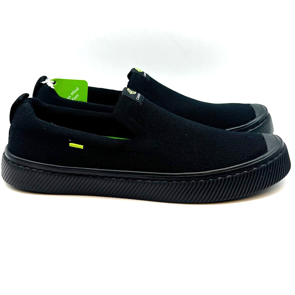 Cariuma IBI Slip On Sneakers Womens 8.5 Mens 7 All Black Knit Bamboo NWOB