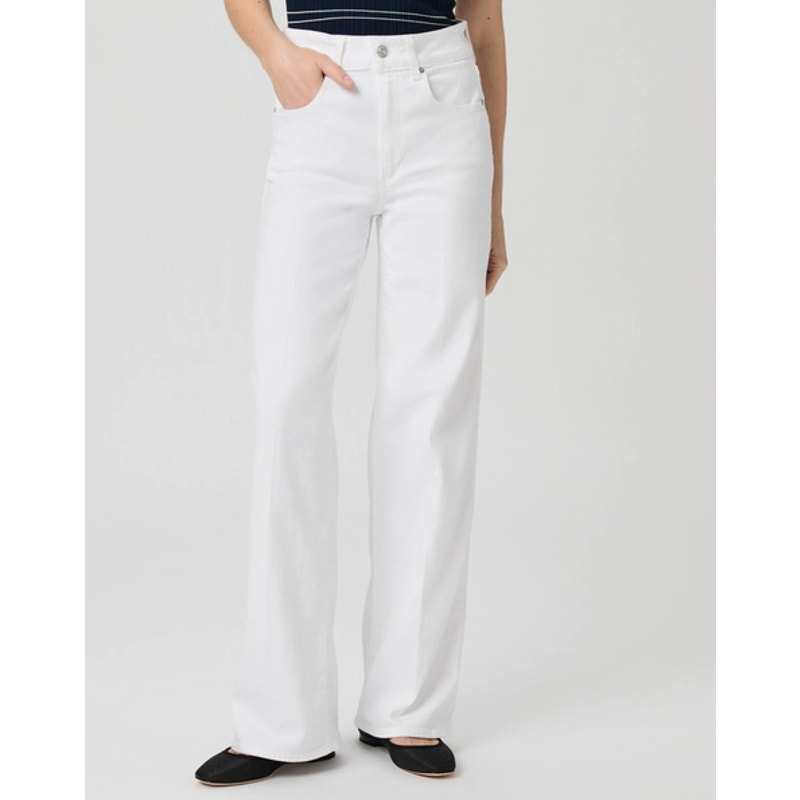 PAIGE Women's Sasha Wide Leg Jeans Size 28 US 6 Crisp White Stretch Denim NWT
