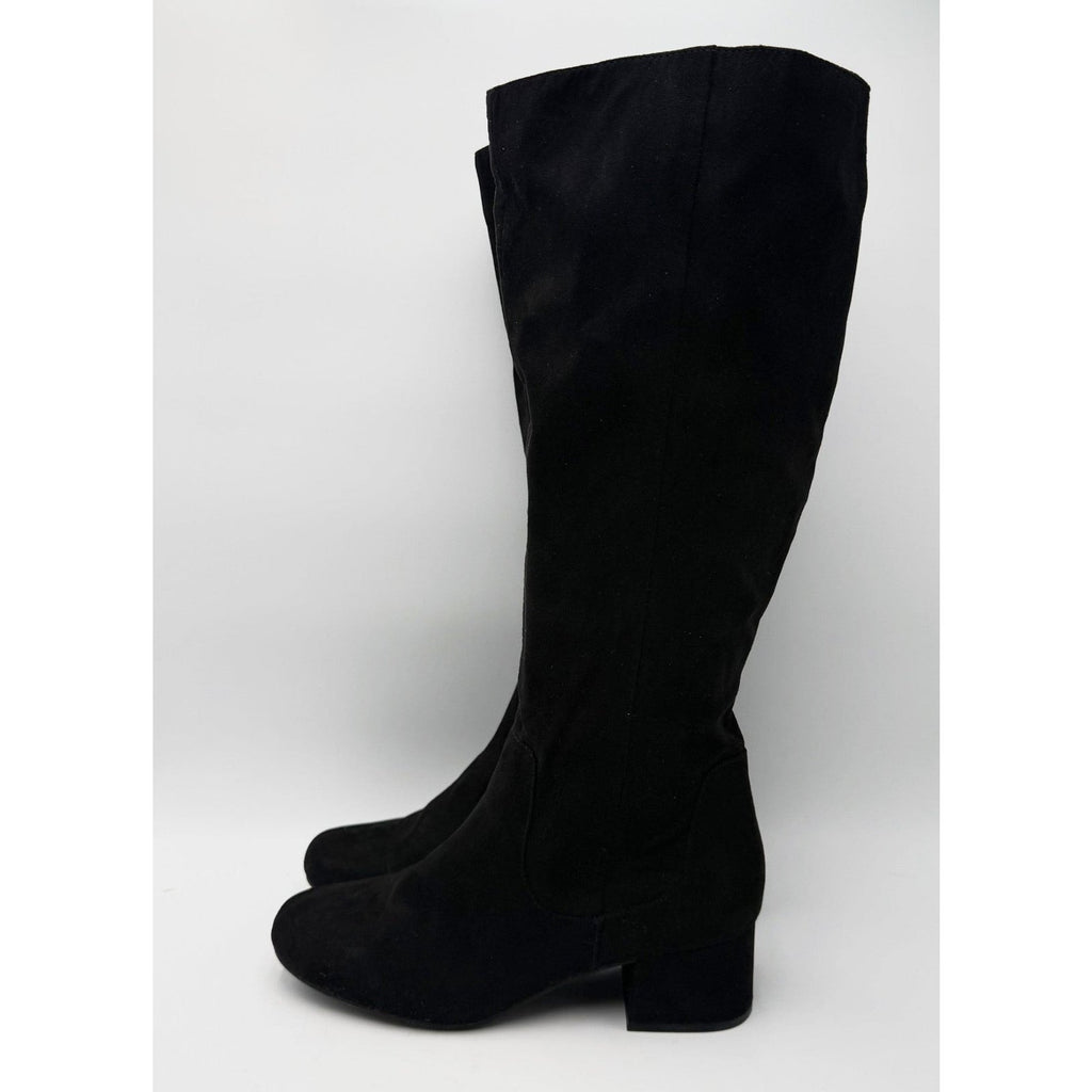 Kenneth Cole Reaction Womens Road Tall Boots Size 8 EU 39 Black Faux Suede NWOB