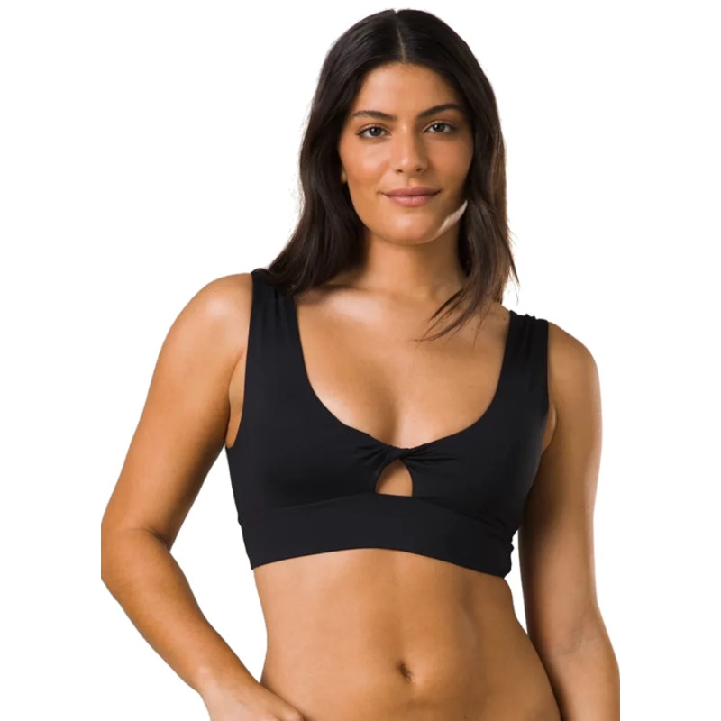 PRANA Women's Under The Palms Bikini Top Large Black Twist Front NWT