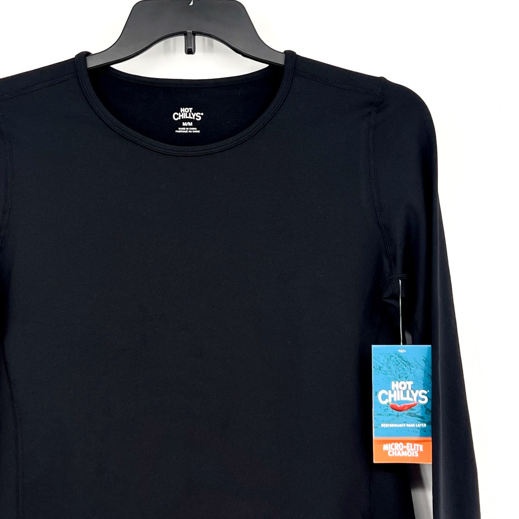 HOT CHILLYS Women's Micro-Elite Chamois Crewneck Shirt Medium Black NWT
