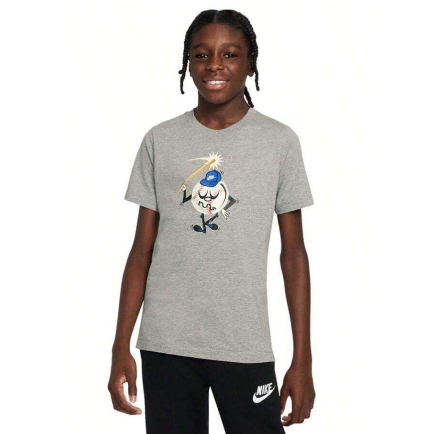 NIKE Big Kid's Relaxed NSW Baseball Graphic T-Shirt XL Heather Gray NWT