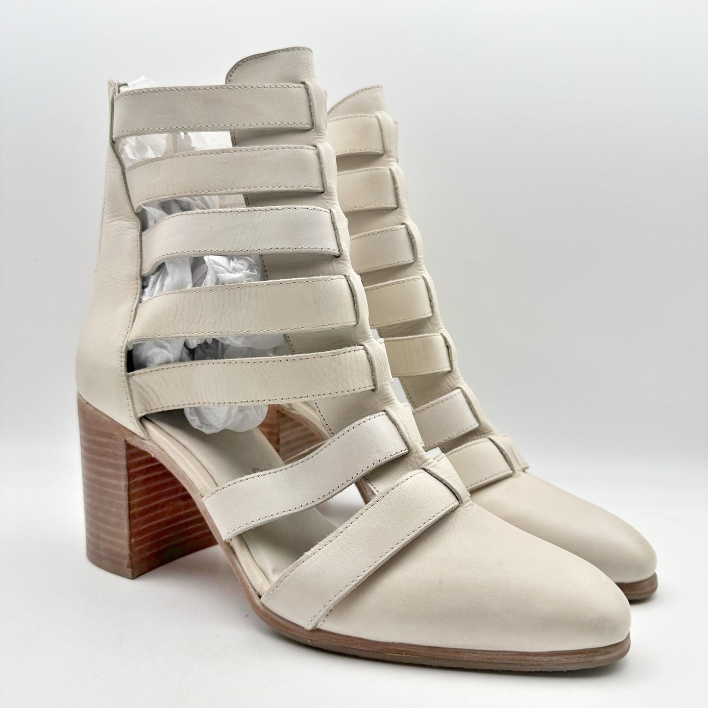 Vintage Foundry Womens Vivi Heel Sandals US 8.5 EU 39 Ivory Leather NWOB