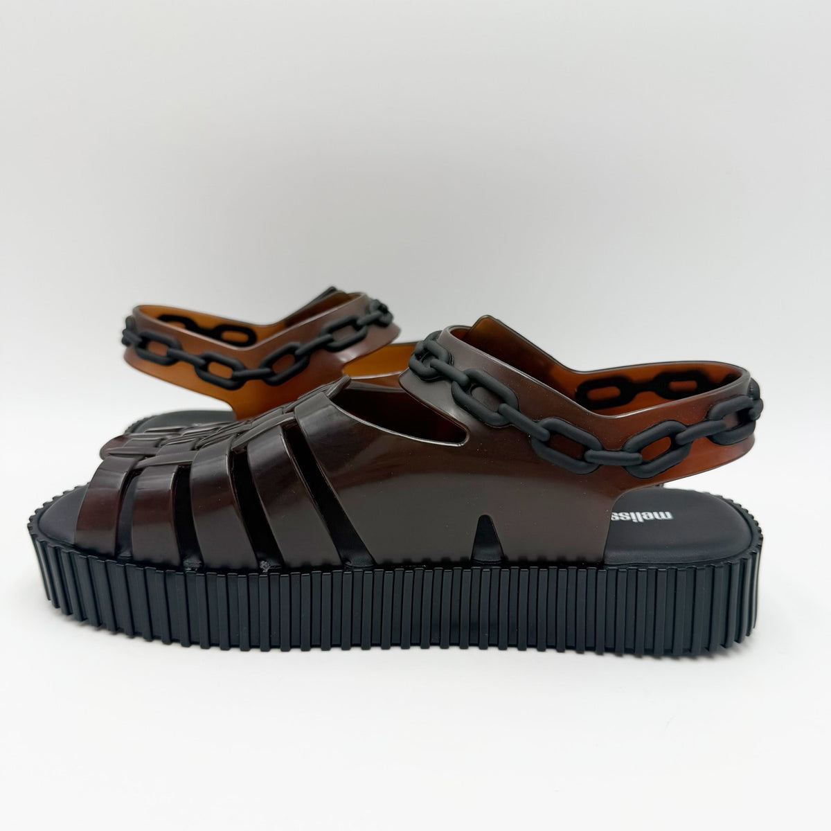 Melissa Womens Francxs + A LA Garconne Sandals Size 6 EU 37 Brown Black NIB