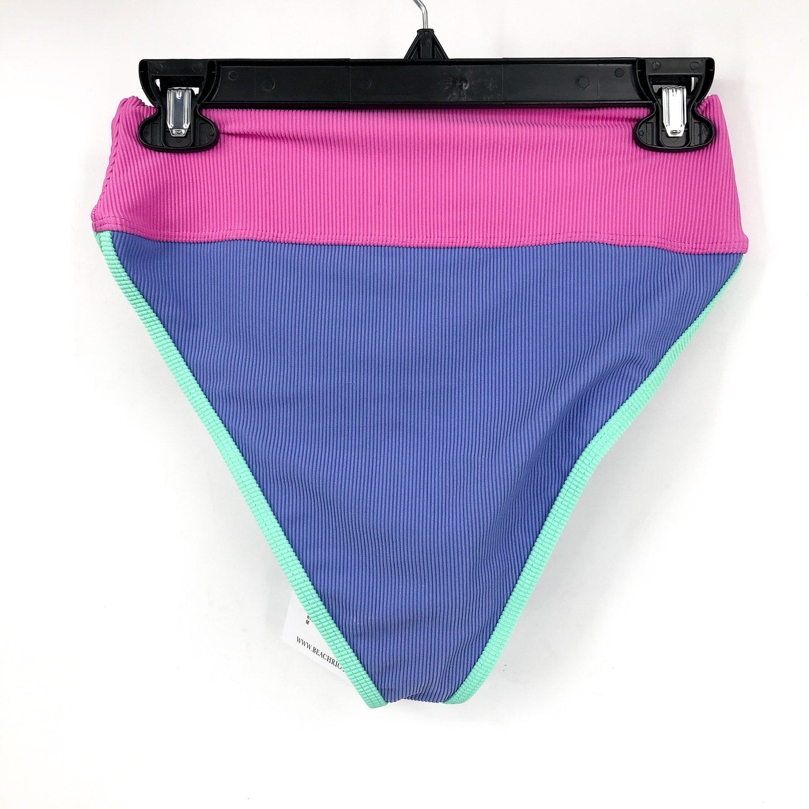 BEACH RIOT Emmy High Waist Bikini Bottom Large Purple High Tide Colorblock NWT