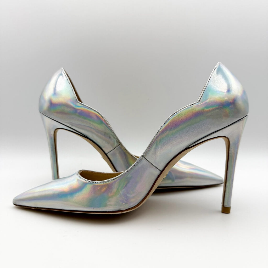 Stuart Weitzman Womens Iridescent Scallop Pumps US 6.5 Silver NWOB