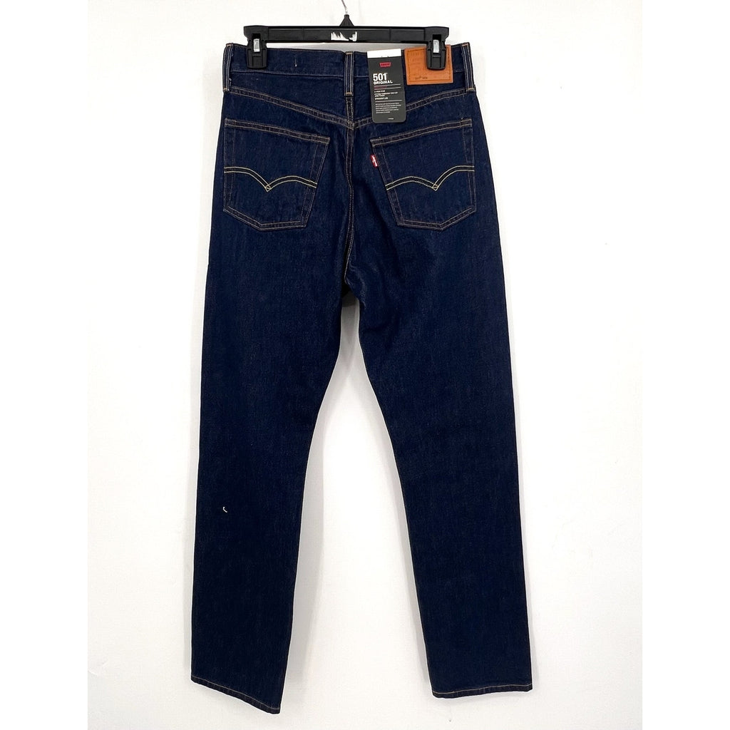 LEVI'S Women 501 Original Fit Selvedge Jean 27x32 US 4 Rinsey Dark 125010560 NWT