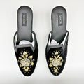 Saachi Womens Sequined Floral Slide Mules US 8 Black Velvet NWOB