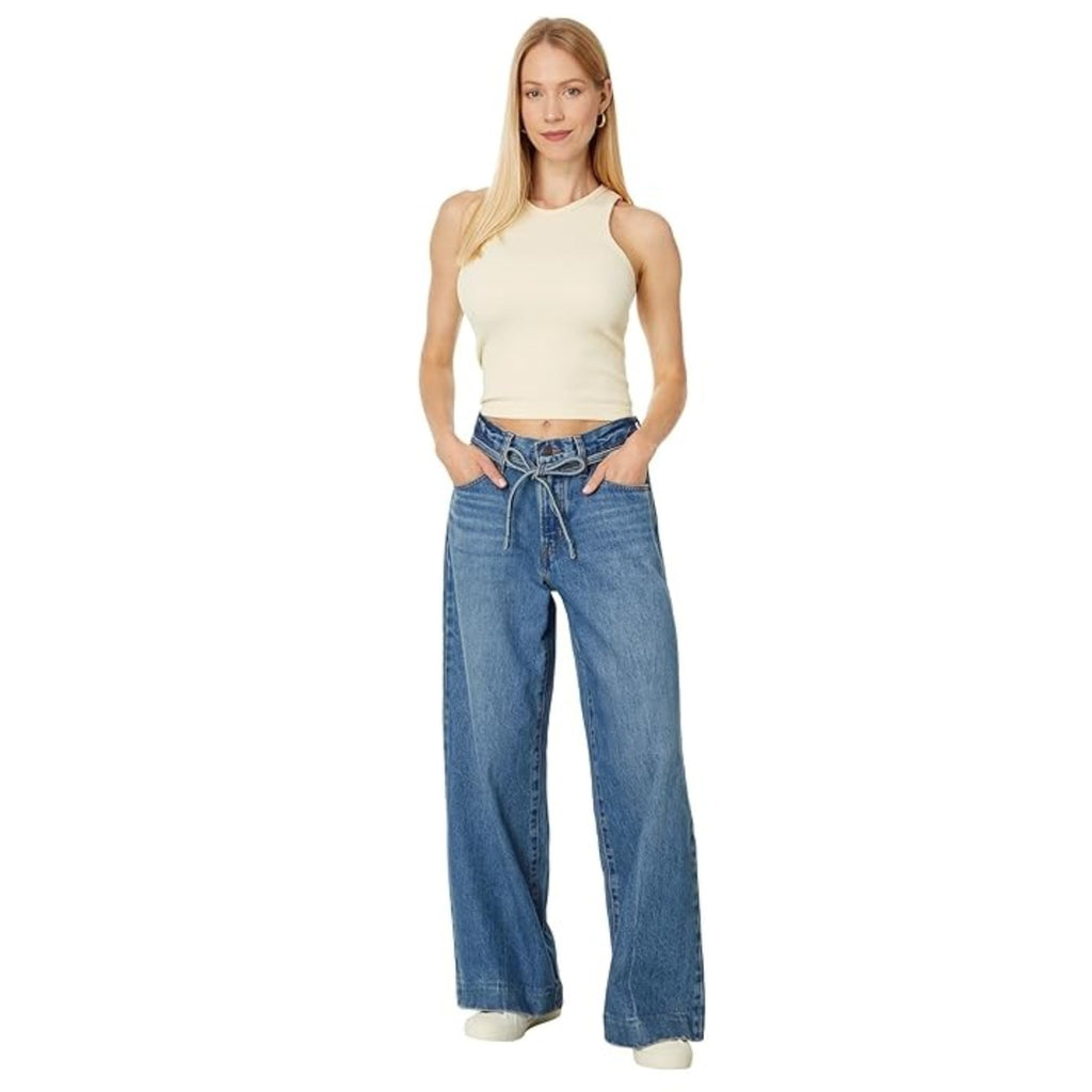 LEVI'S Womens XL Straight Jeans 29x31 US 8 Medium Blue Tie Waist A8701-0005 NWT