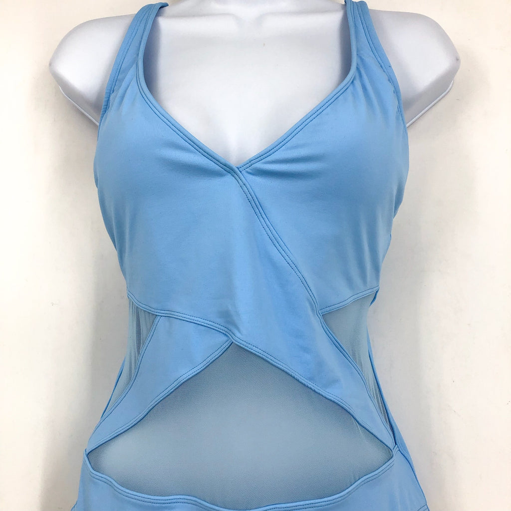 BLEU ROD BEATTIE Don’t Mesh with Me V-Neck One-Piece Swimsuit Size 8 Blue NWT