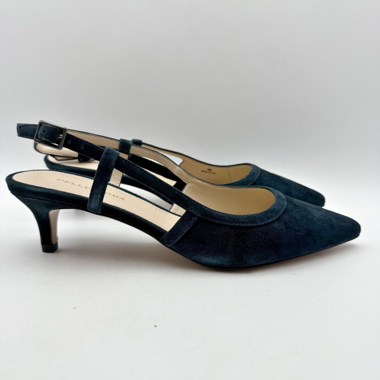 Pelle Moda Womens Deena Kitten Heels US 9 M EU 40 Navy Suede Slingback NIB