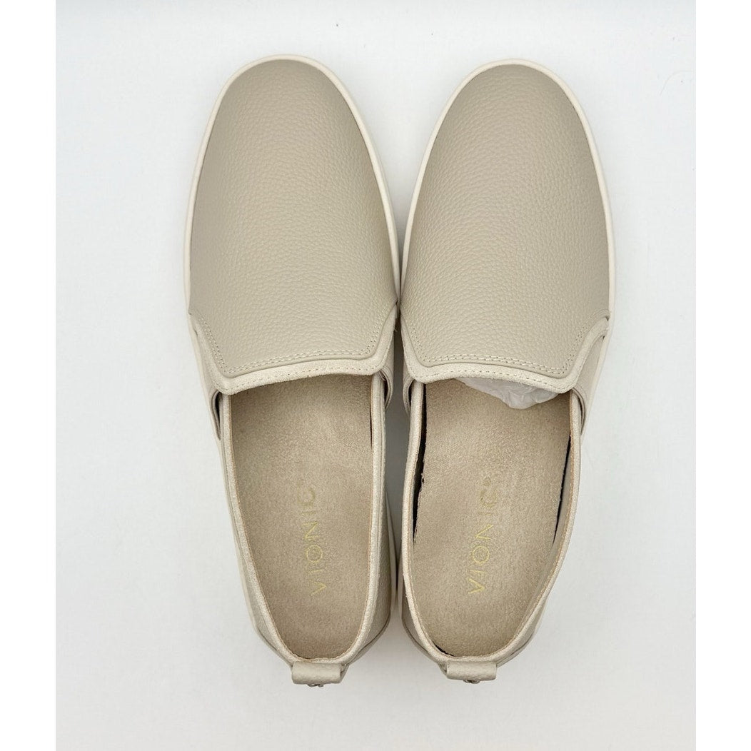 Vionic Womens Cambria Slip On Casual Loafers Size 7 Oatmeal Beige Leather NIB