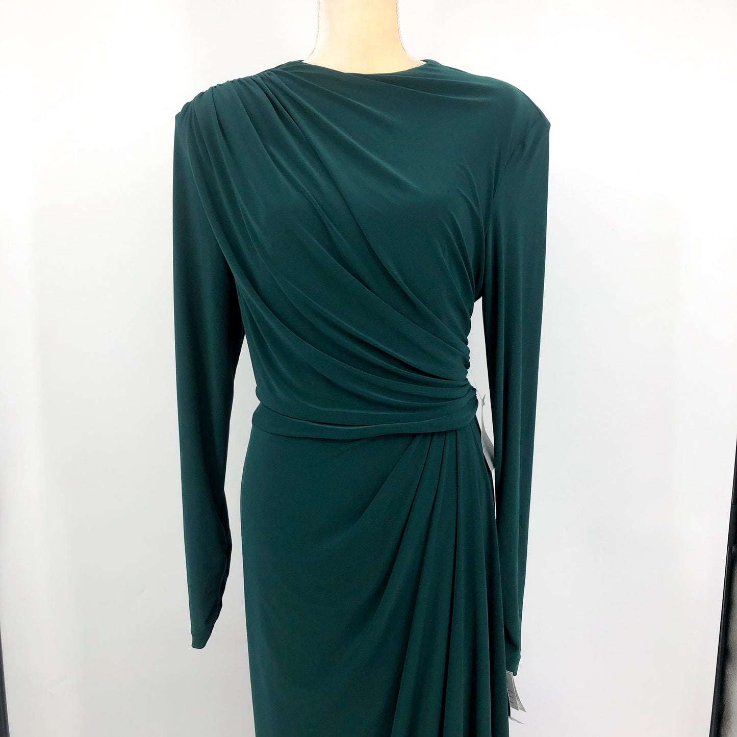 BETSY & ADAM Jeanette Long Sleeve Stretch Knit Dress Size 16 Forest Green NWT