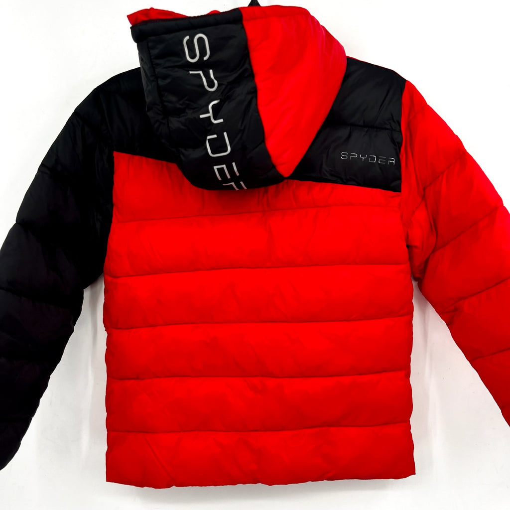 Spyder Boys Ace Puffer Winter Jacket Medium Racing Red Hooded Winter Coat NWT