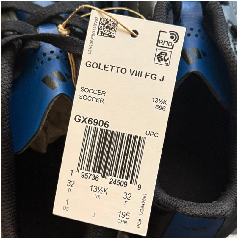 Adidas Youth Goletto VIII Firm Ground Soccer Cleats Size 1 Black Blue NWOB