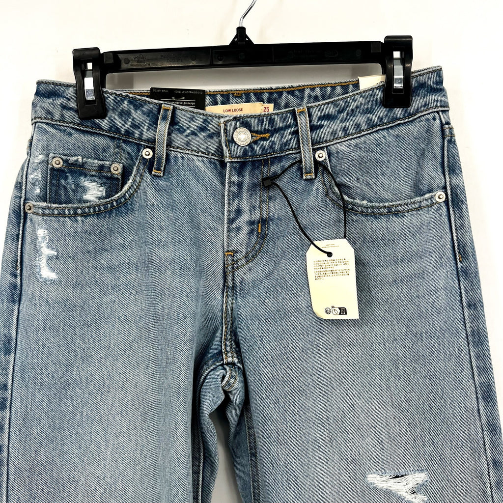 LEVI'S Womens Low Loose Straight Jeans 25x32 Size 0 Light Blue A5566-0001 NWT