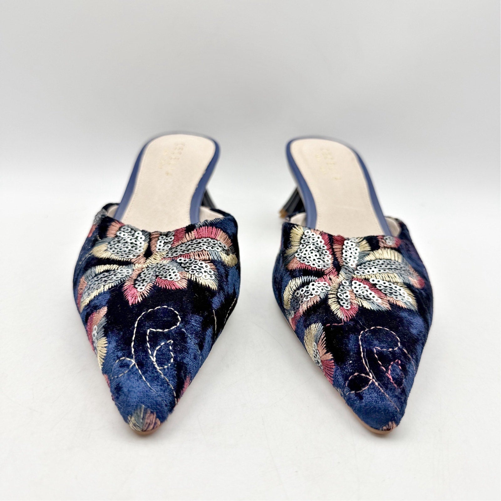 Cecelia New York Womens Melony Heeled Sandals US 6 Blue Sequins NWOB