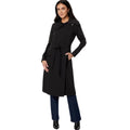 AVEC LES FILLES Womens Drape-Front Trench Coat Medium Black Belted Stretch NWT