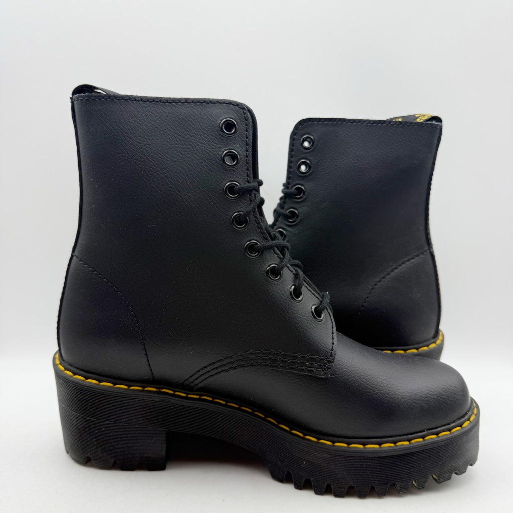 Dr. Martens Womens Sanguine Heeled Ankle Bootie EU 38 US 7 Black Leather NWOB