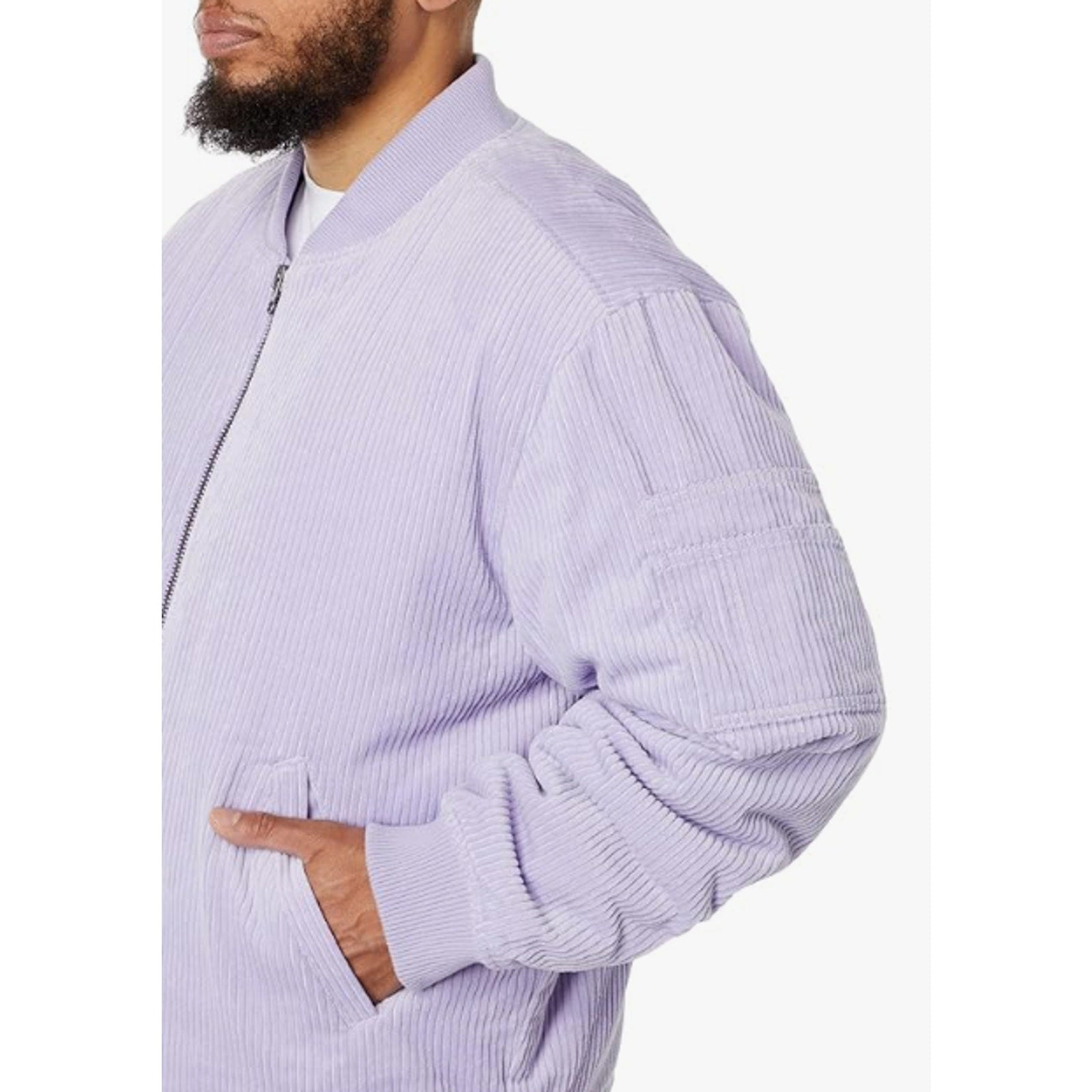 LABEL Unisex Go-To Corduroy Bomber Jacket XL Lavender Purple Full Zip NWT